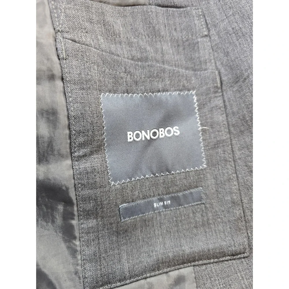 Bonobos Jetsetter Slim Fit Suit Mens 44L 2 Piece Pants 36x33 Grey Wool Stretch